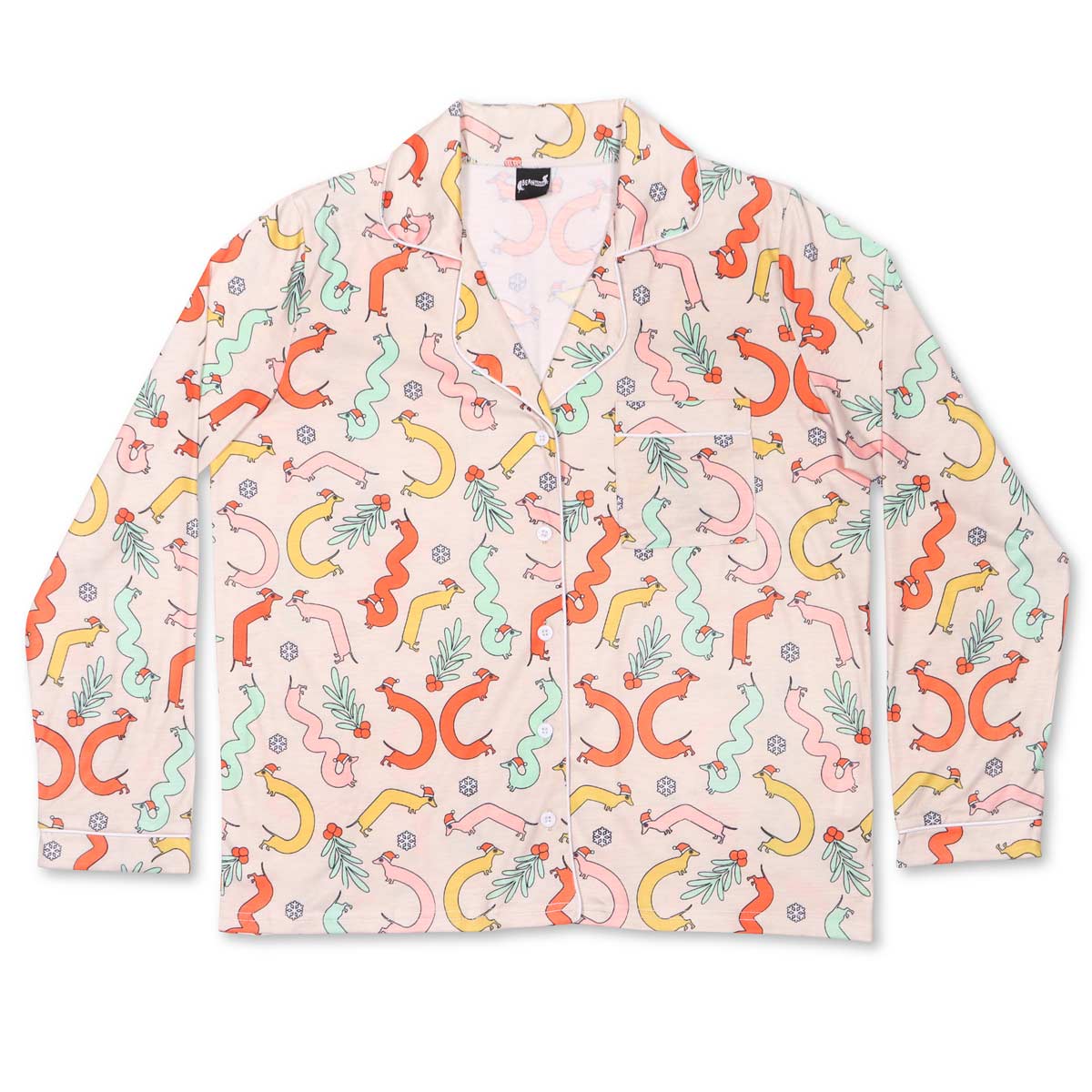 dox-mas squiggly ween button-up long sleeve pajama shirt - bean goods