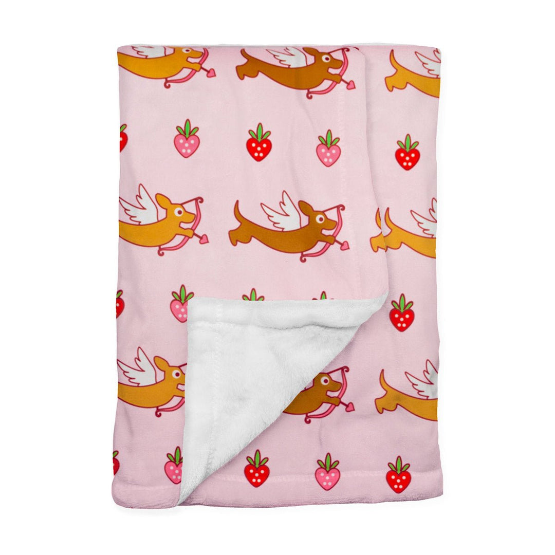 doxie love berry bliss plush blanket - bean goods