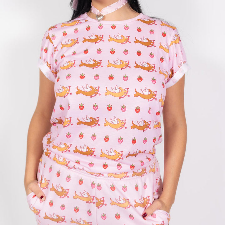 doxie love berry bliss unisex tee - bean goods