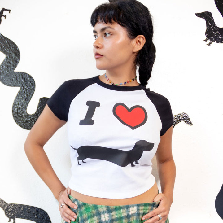 doxie love cropped baby tee - bean goods