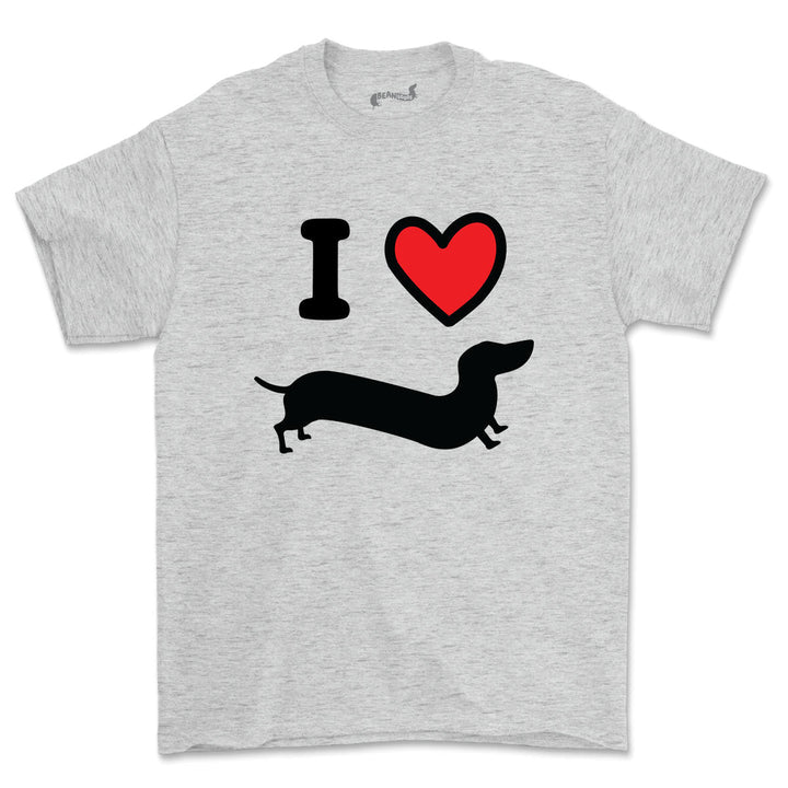 doxie love unisex tee | heather grey - bean goods