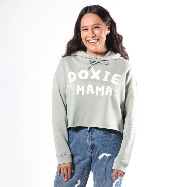 doxie mama cropped hoodie | sage - bean goods