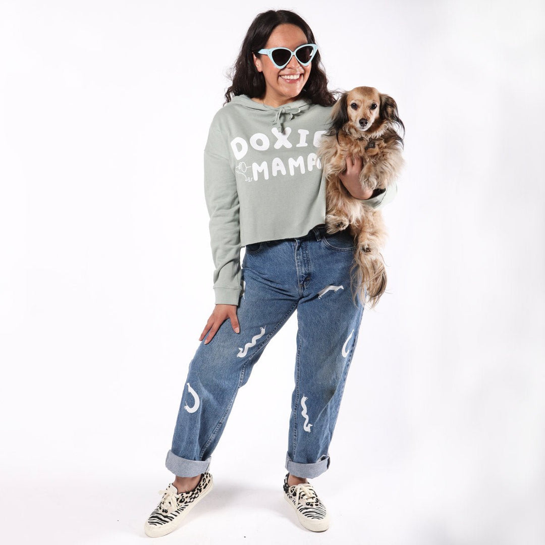 doxie mama cropped hoodie | sage - bean goods