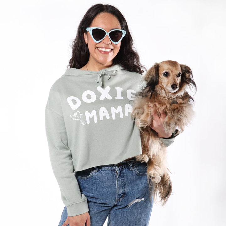 doxie mama cropped hoodie | sage - bean goods