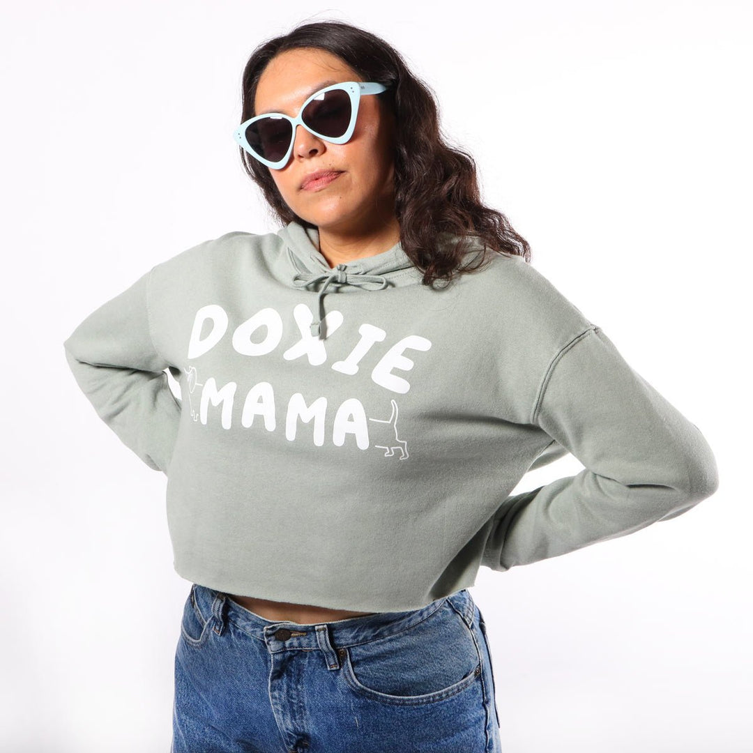 doxie mama cropped hoodie | sage - bean goods