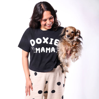 doxie mama cropped tee | black - bean goods