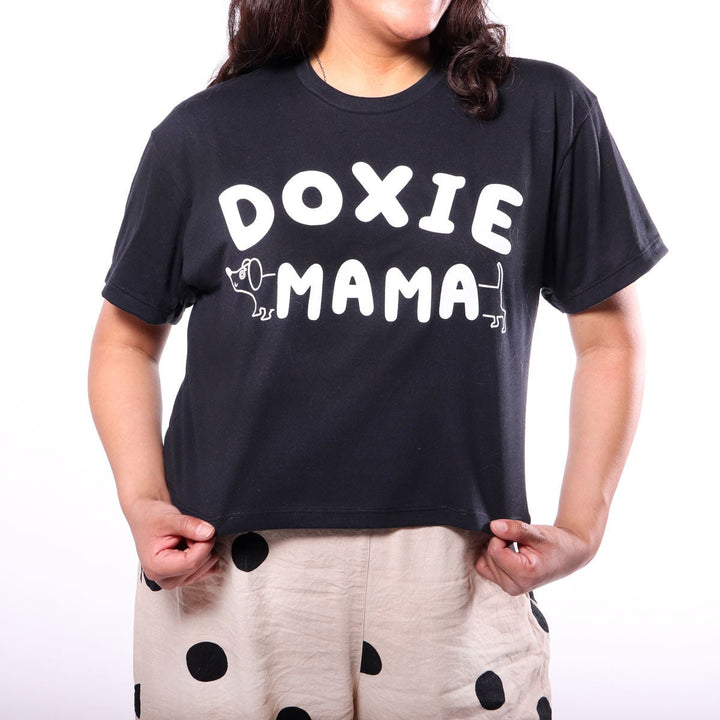 doxie mama cropped tee | black - bean goods