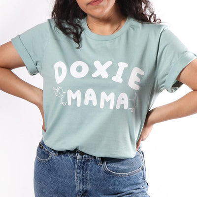 doxie mama unisex tee | dusty blue - bean goods