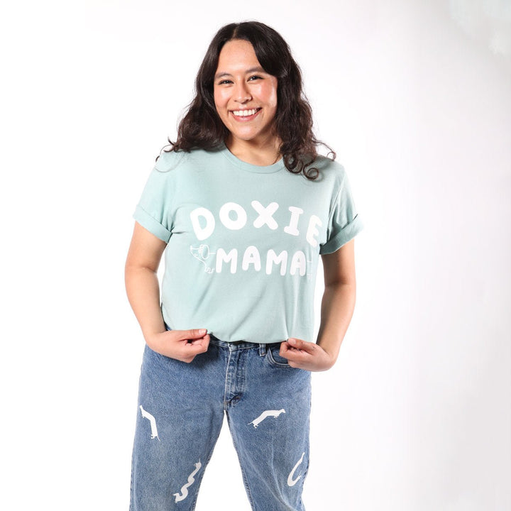 doxie mama unisex tee | dusty blue - bean goods