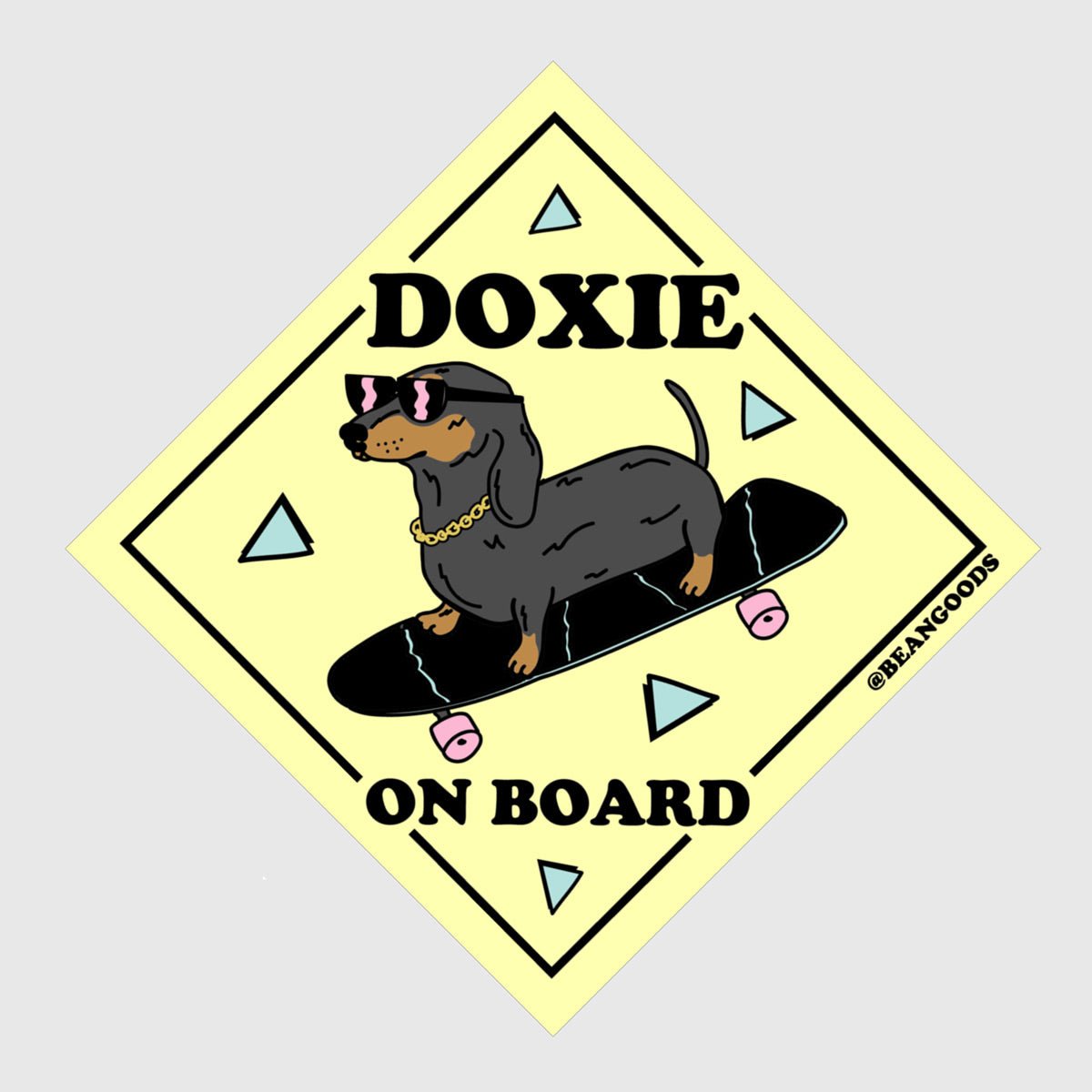 doxie on board sticker - bean goods