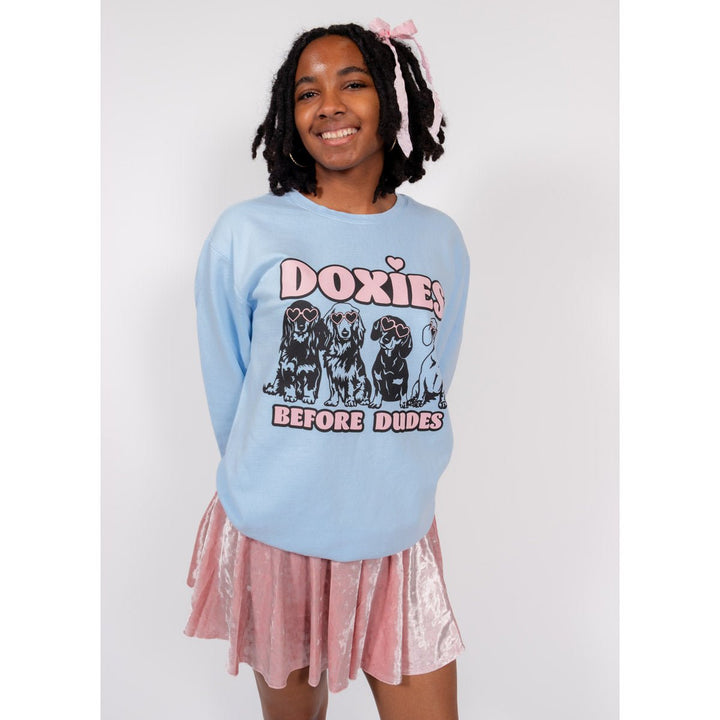 doxies before dudes unisex crew | sky blue - bean goods