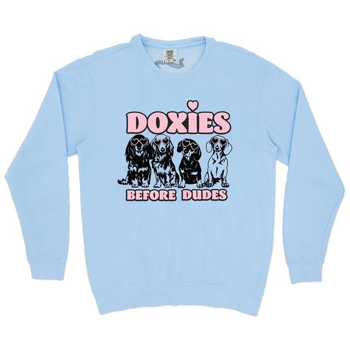 doxies before dudes unisex crew | sky blue - bean goods