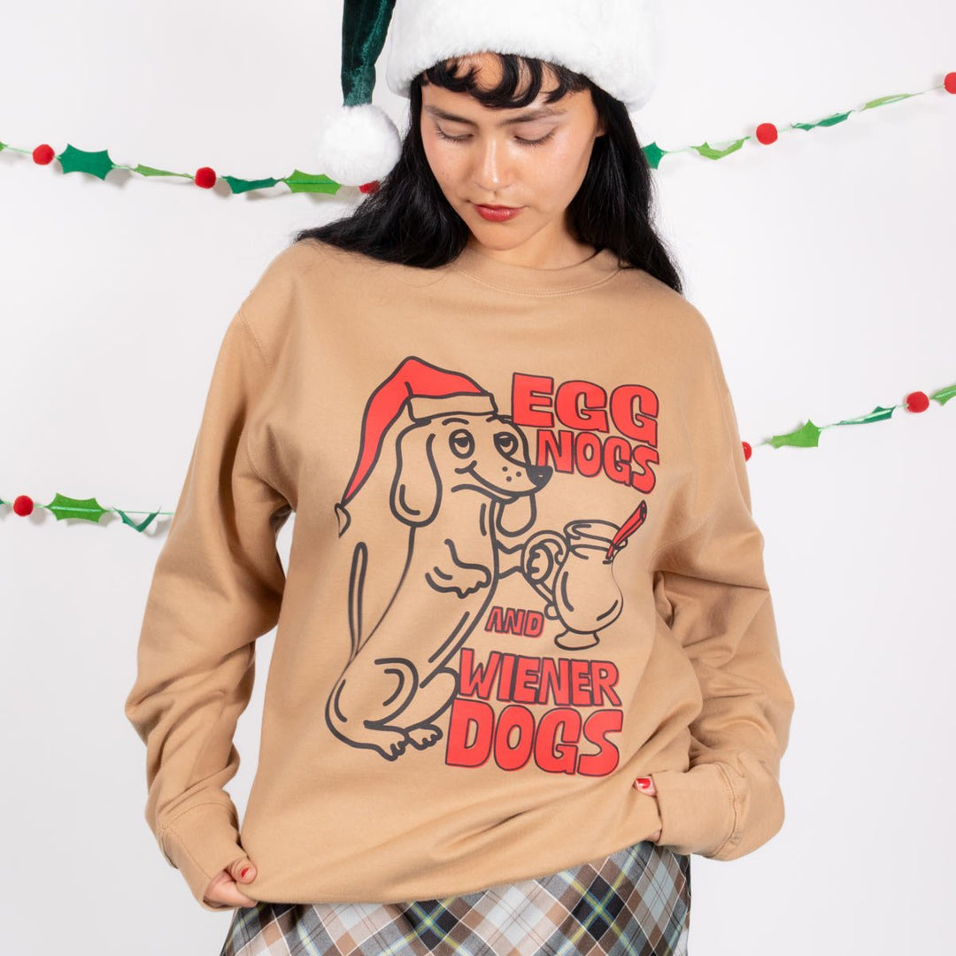 egg nogs & wiener dogs unisex crew sweatshirt - bean goods