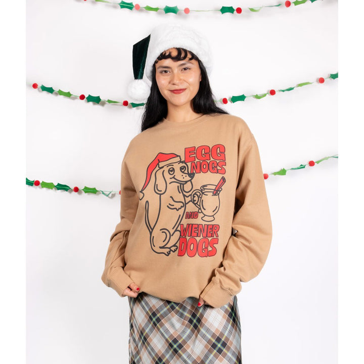 egg nogs & wiener dogs unisex crew sweatshirt - bean goods