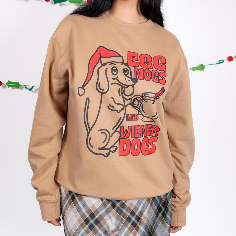 egg nogs & wiener dogs unisex crew sweatshirt - bean goods