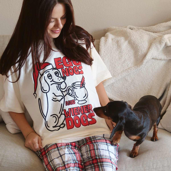 egg nogs & wiener dogs unisex tee - bean goods