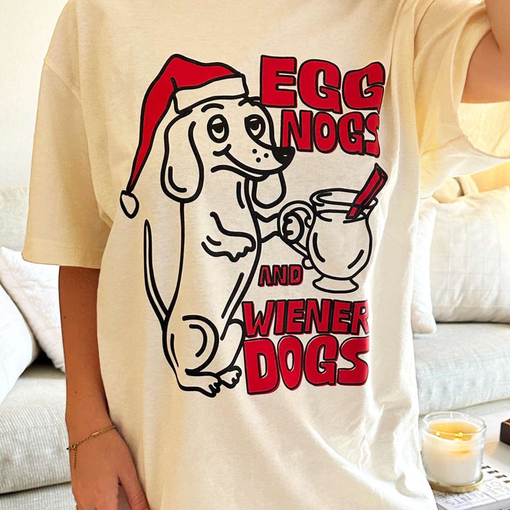 egg nogs & wiener dogs unisex tee - bean goods