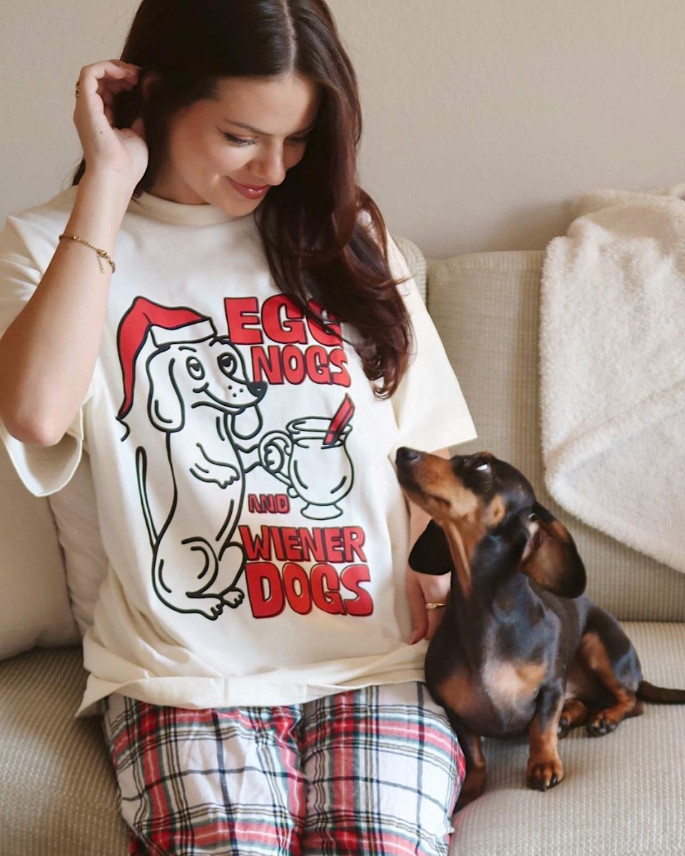 egg nogs & wiener dogs unisex tee - bean goods