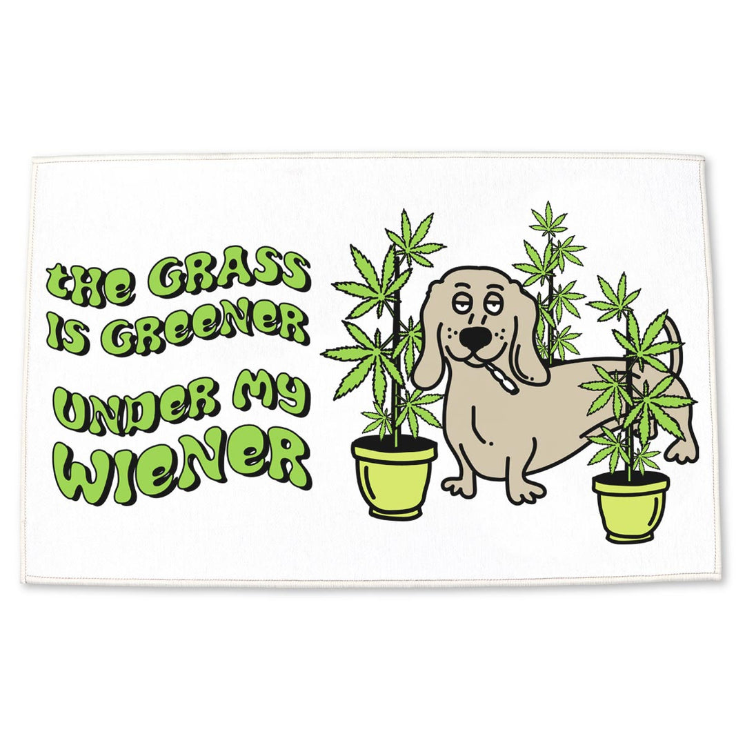 grass is greener under my wiener door mat - bean goods