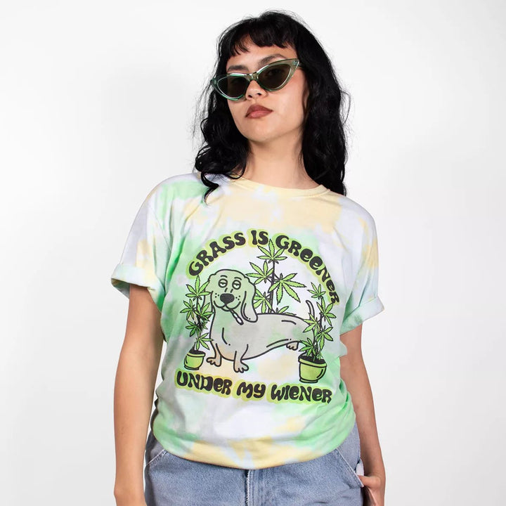 grass is greener under my wiener unisex tee | tie-dye - bean goods