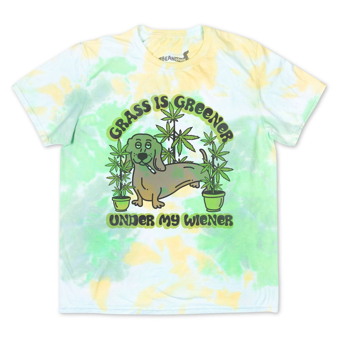 grass is greener under my wiener unisex tee | tie-dye - bean goods