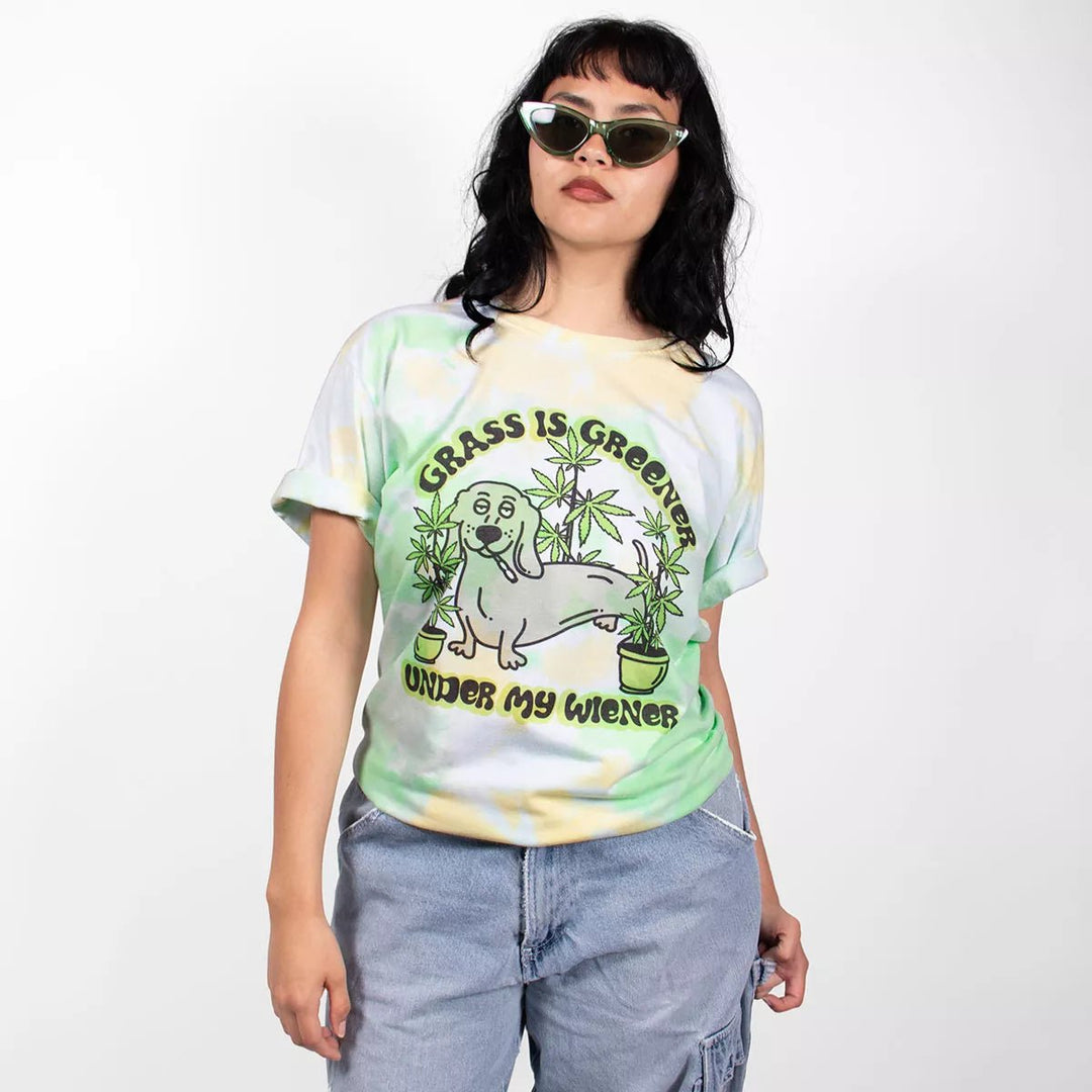 grass is greener under my wiener unisex tee | tie-dye - bean goods