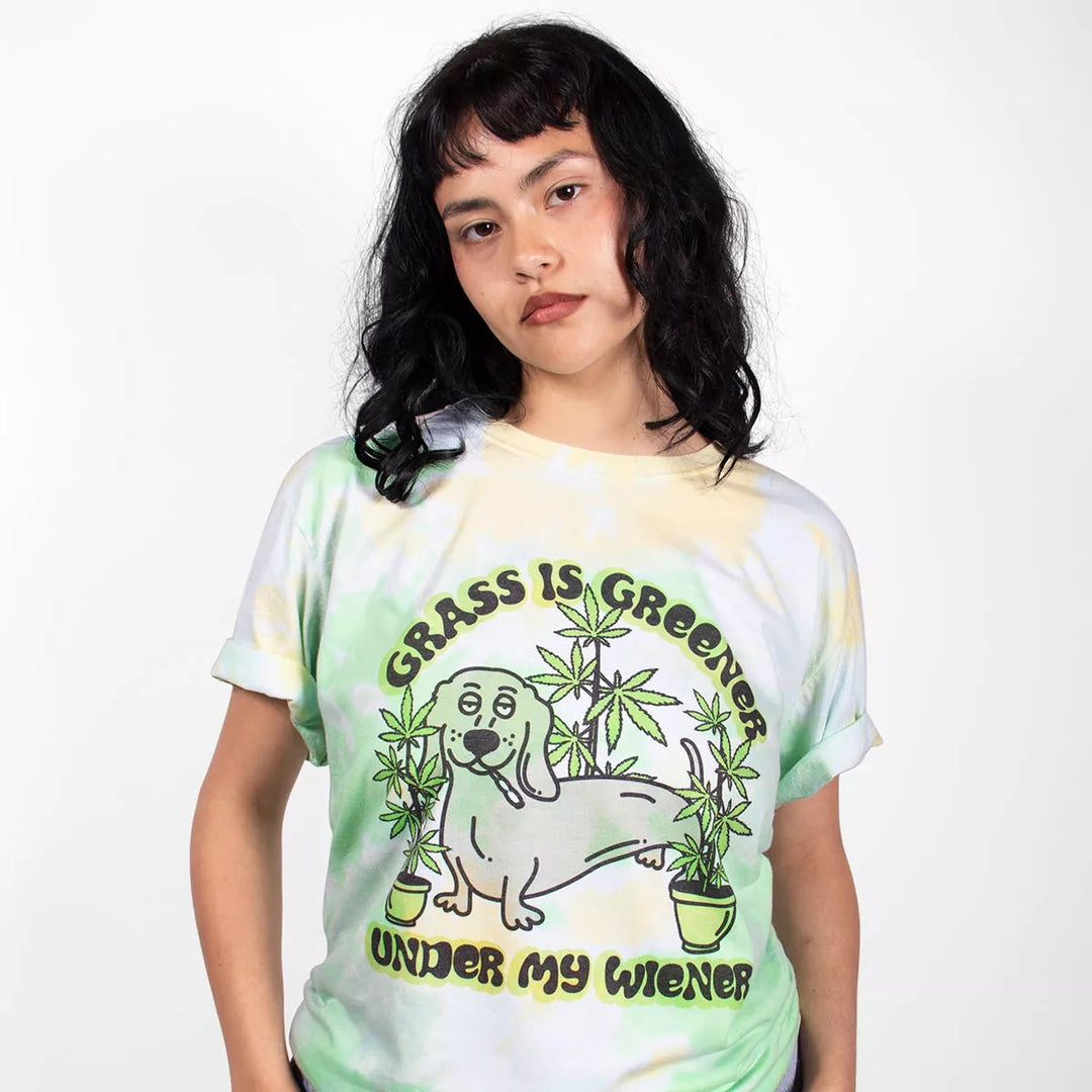 grass is greener under my wiener unisex tee | tie-dye - bean goods