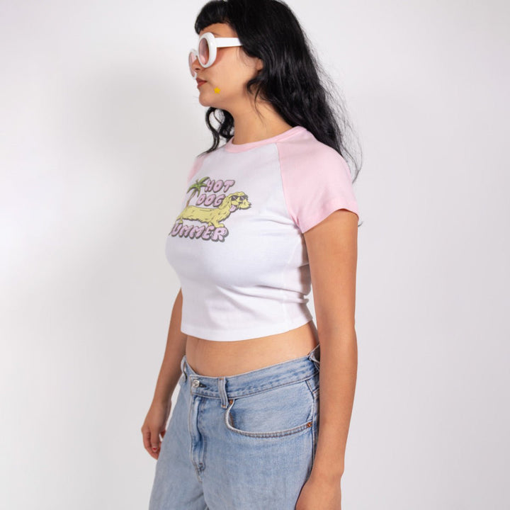 hot dog summer cropped baby tee - bean goods