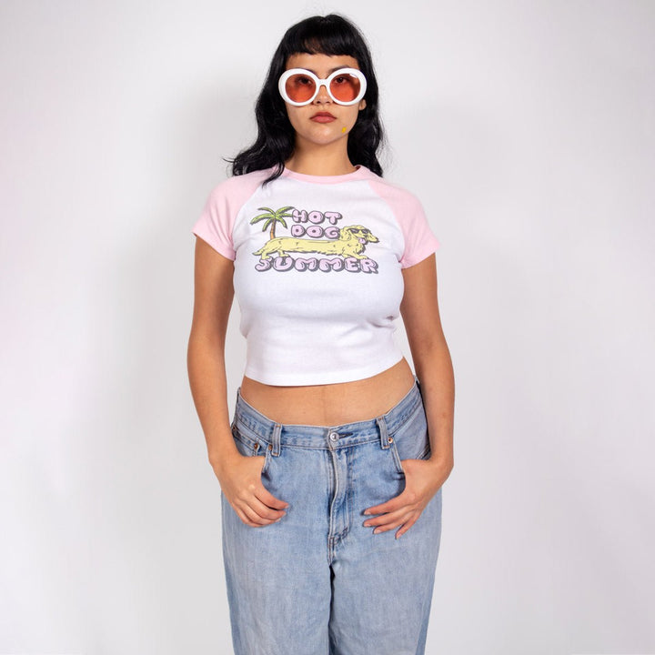 hot dog summer cropped baby tee - bean goods