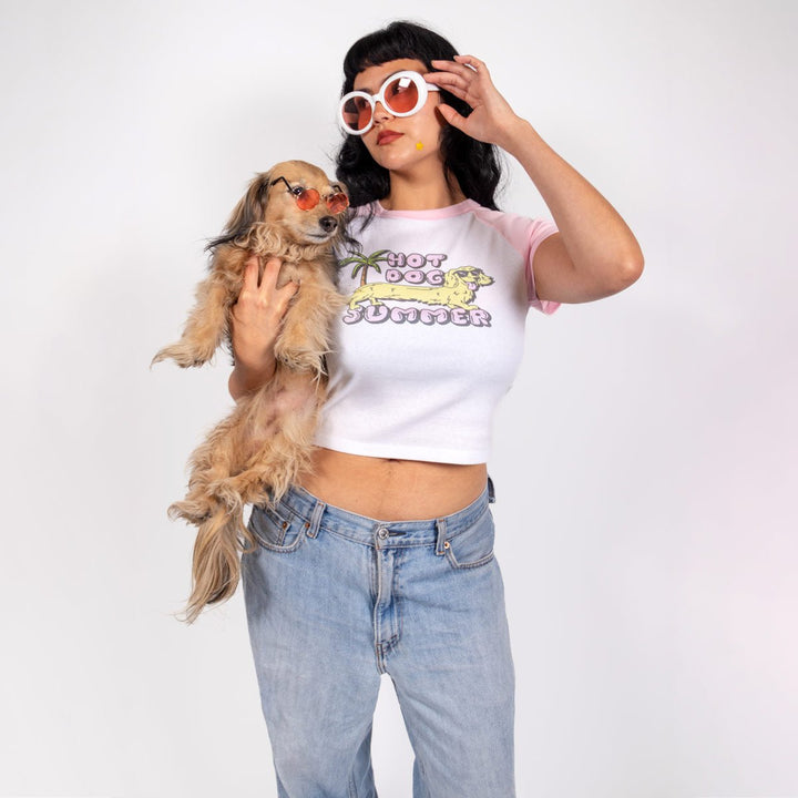 hot dog summer cropped baby tee - bean goods