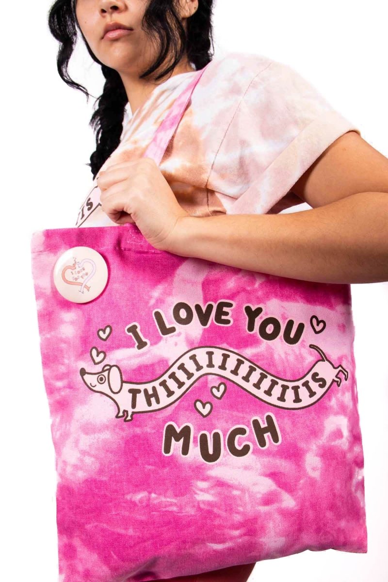 i love you thiiiiiis much tie-dye tote - bean goods