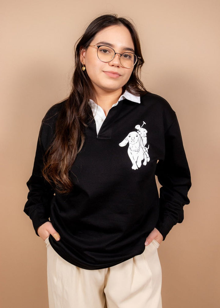 long & low polo | unisex long sleeve polo - bean goods