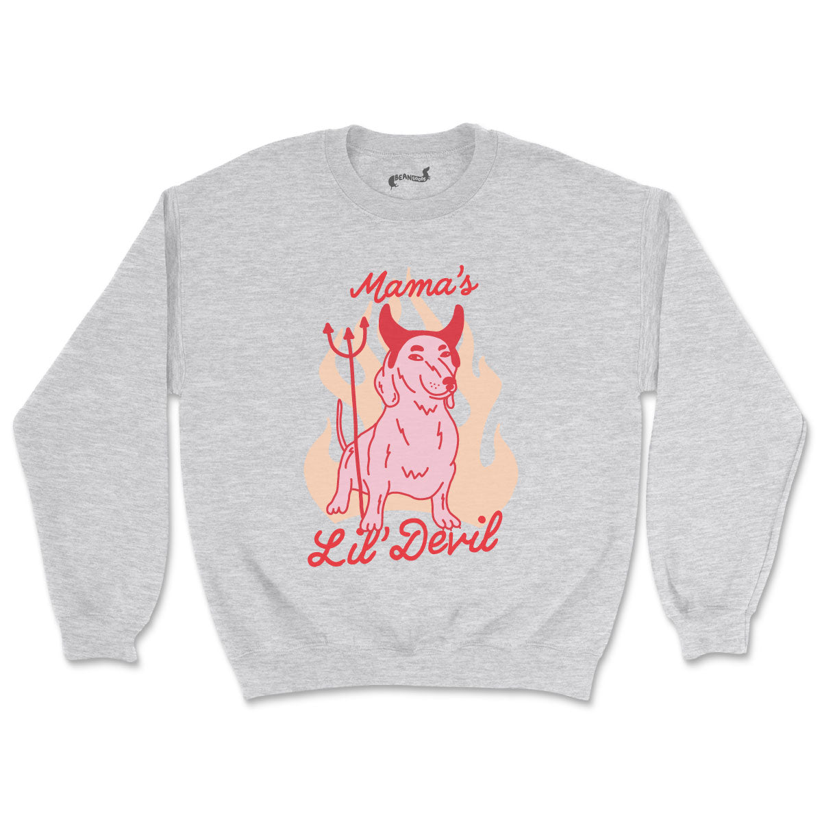 mama's lil' devil unisex crew sweatshirt | heather grey - bean goods