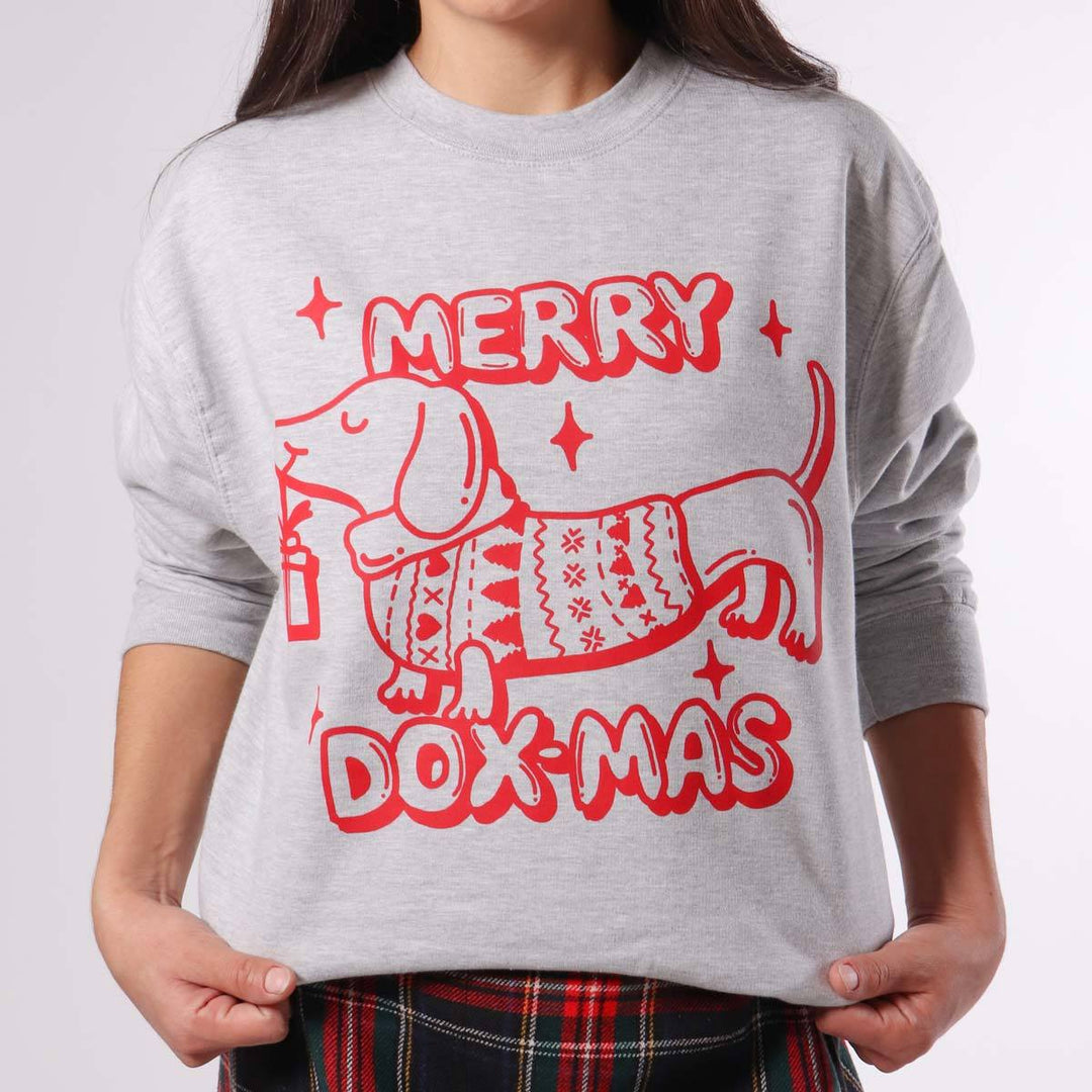 merry dox-mas unisex crew sweatshirt | heather grey - BeanGoods