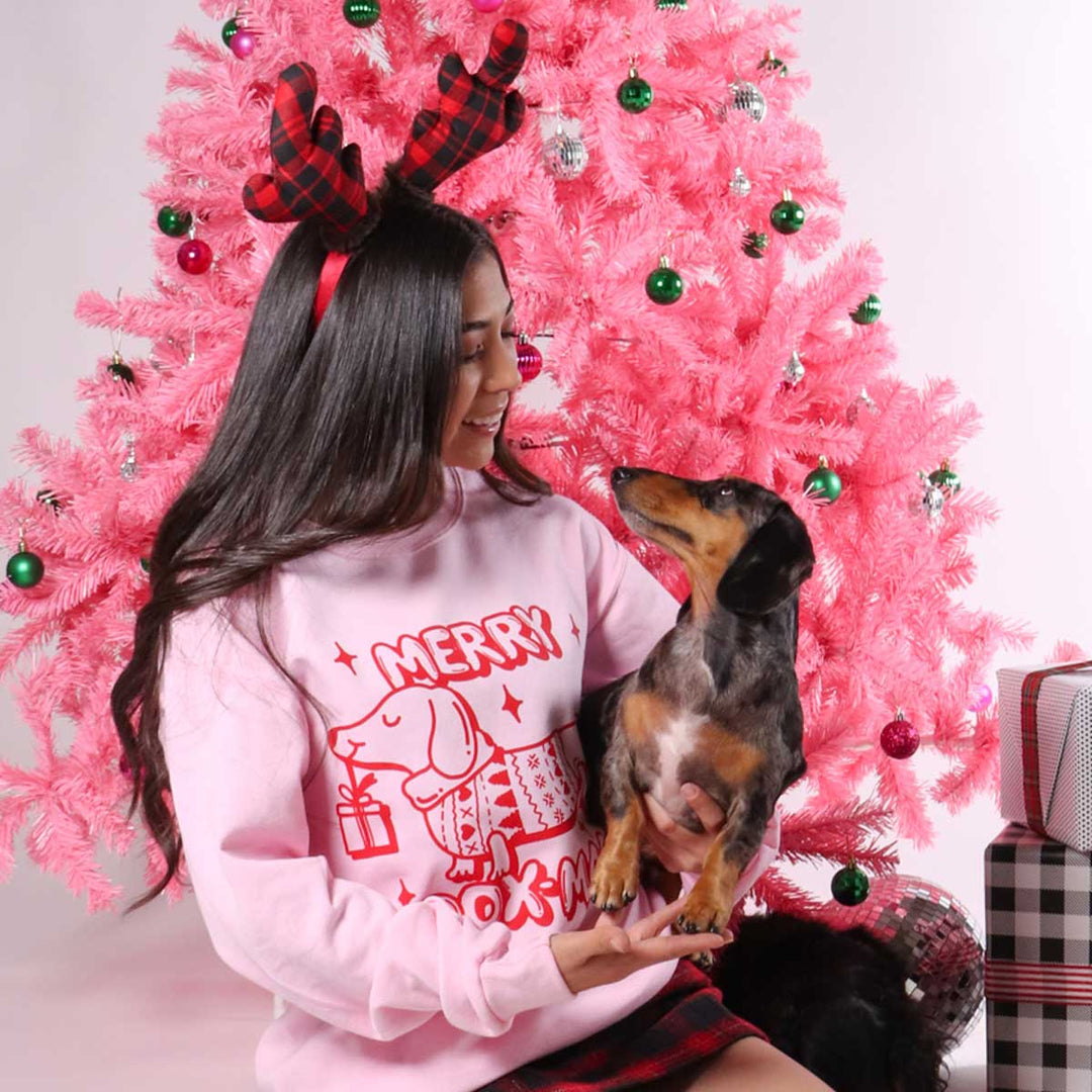 merry dox-mas unisex crew sweatshirt | pink - BeanGoods