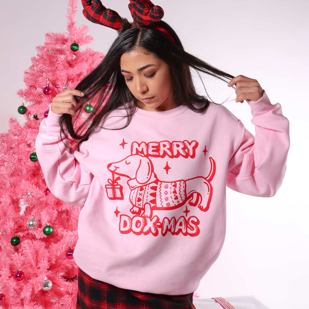 merry dox-mas unisex crew sweatshirt | pink - BeanGoods