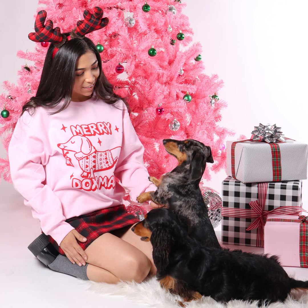 merry dox-mas unisex crew sweatshirt | pink - BeanGoods