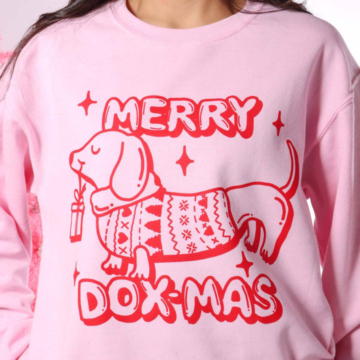 merry dox-mas unisex crew sweatshirt | pink - BeanGoods