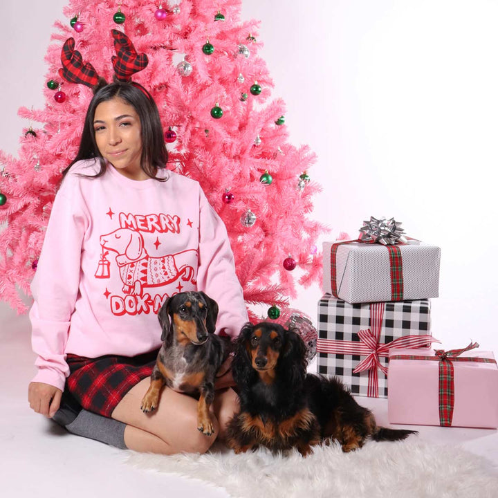 merry dox-mas unisex crew sweatshirt | pink - BeanGoods