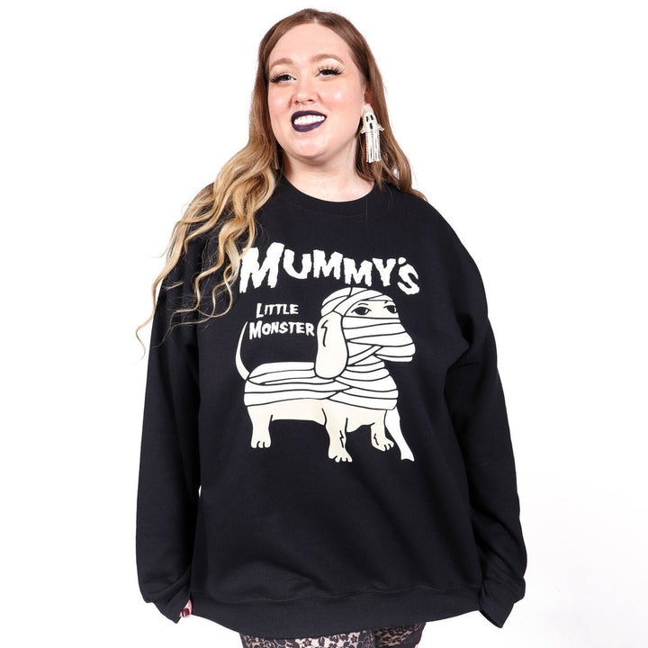 mummy's little monster unisex crew sweatshirt | black - bean goods