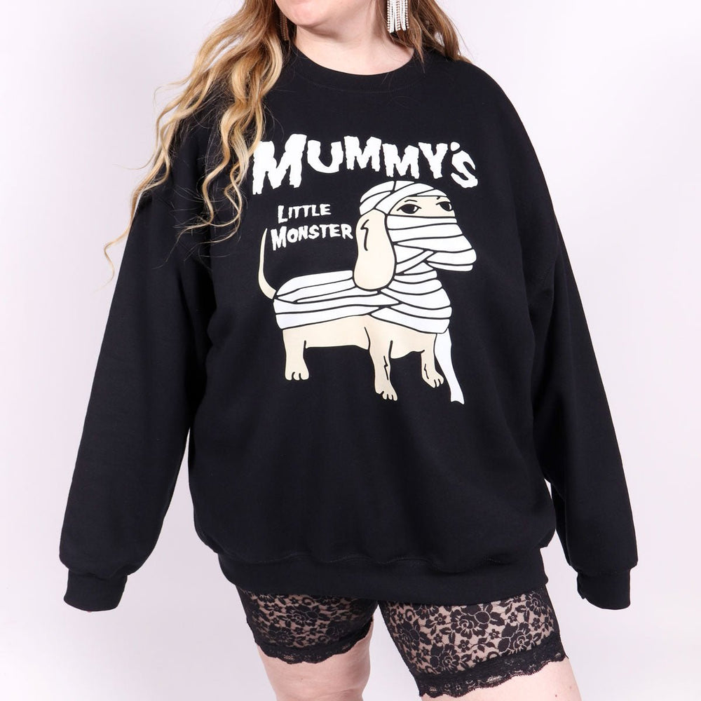 mummy's little monster unisex crew sweatshirt | black - bean goods