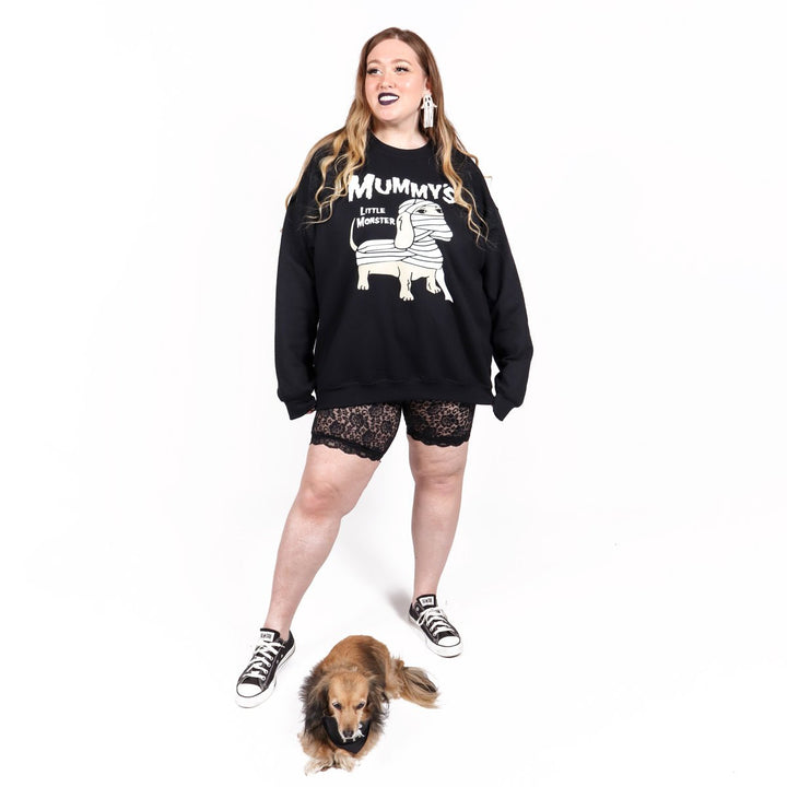 mummy's little monster unisex crew sweatshirt | black - bean goods