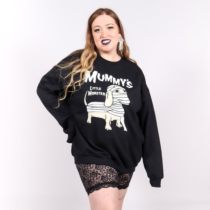 mummy's little monster unisex crew sweatshirt | black - bean goods