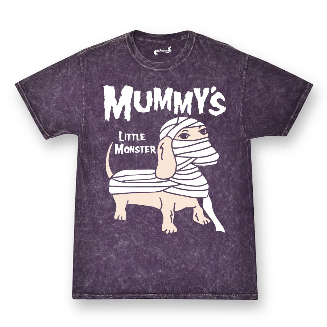 mummy's little monster unisex tee | purple mineral wash - bean goods