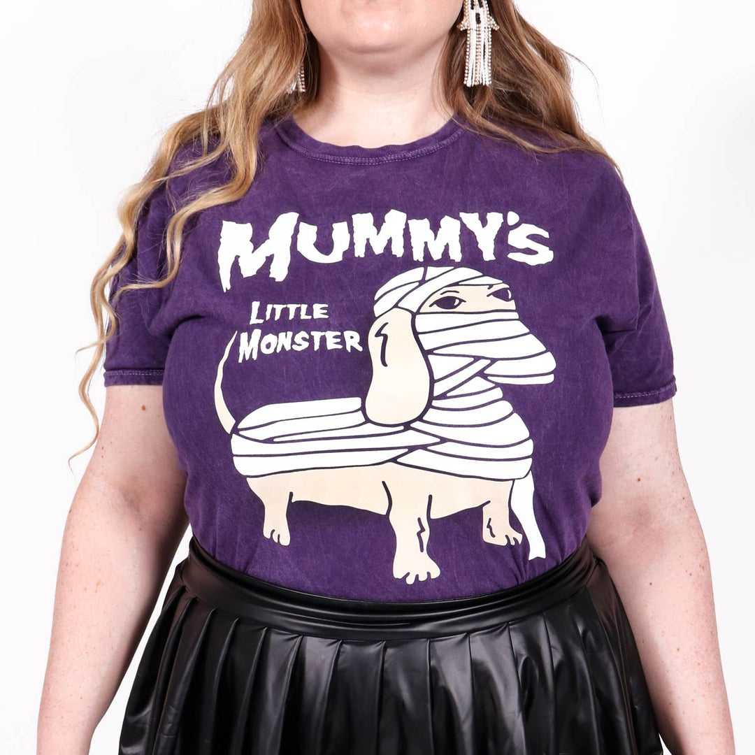 mummy's little monster unisex tee | purple mineral wash - bean goods