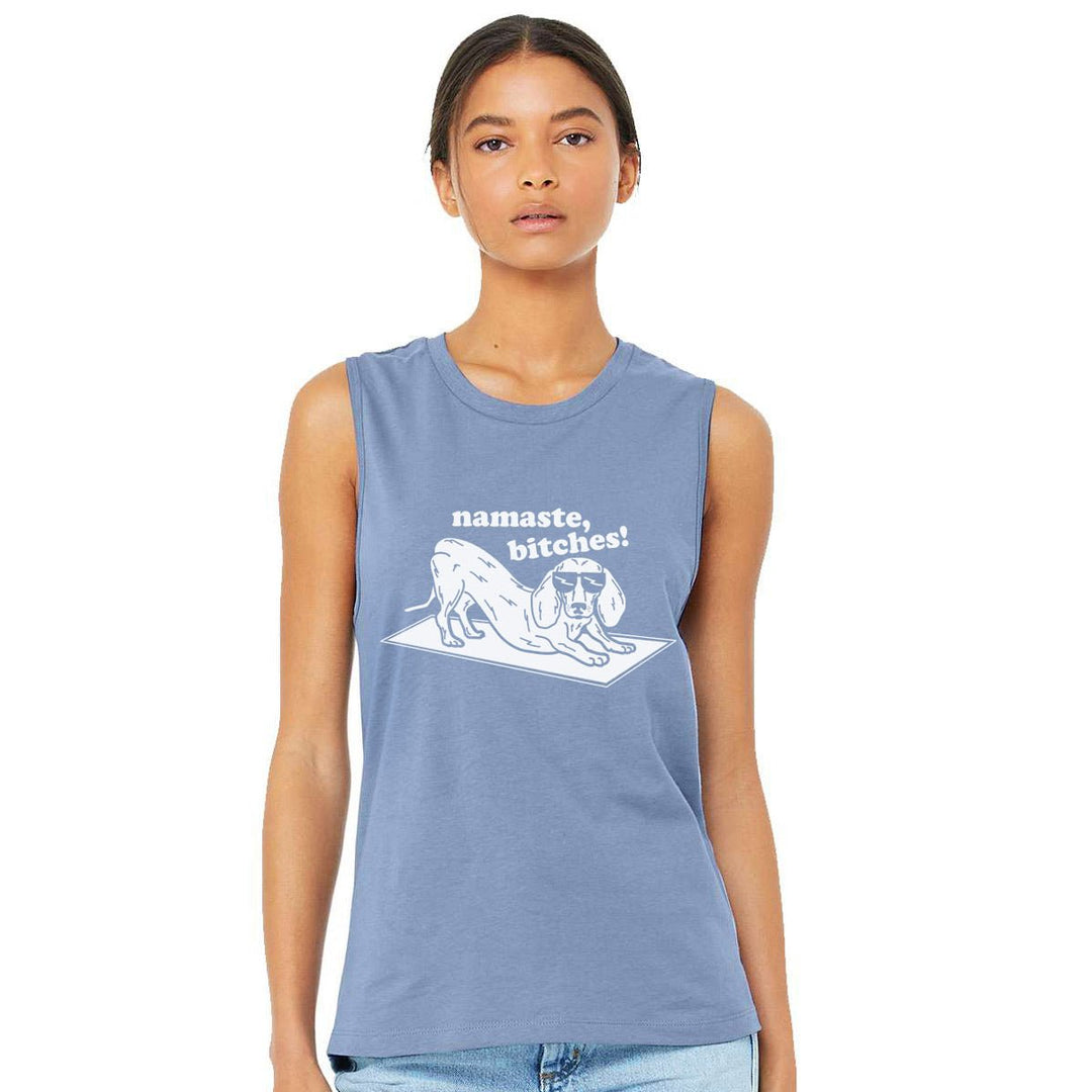 namaste bitches women's muscle tank - bean goods