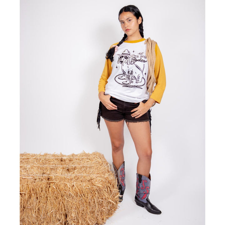 not my first rodeo unisex baseball tee - bean goods