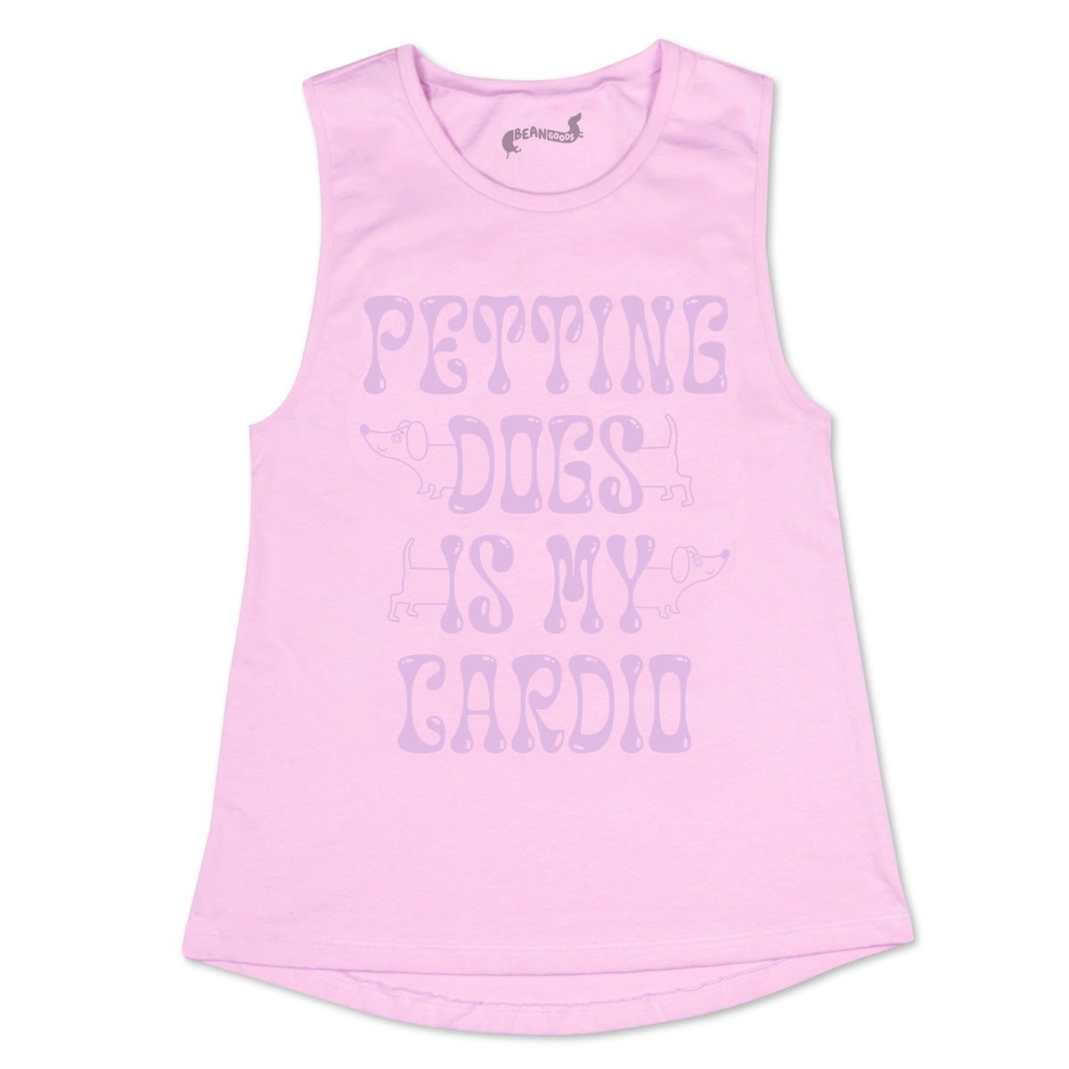 petting dogs is my cardio women's muscle tank - bean goods