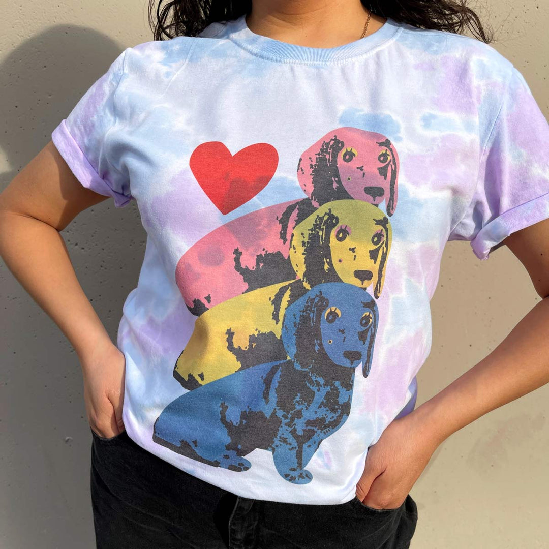 pop art pups unisex tee | tie-dye - BeanGoods