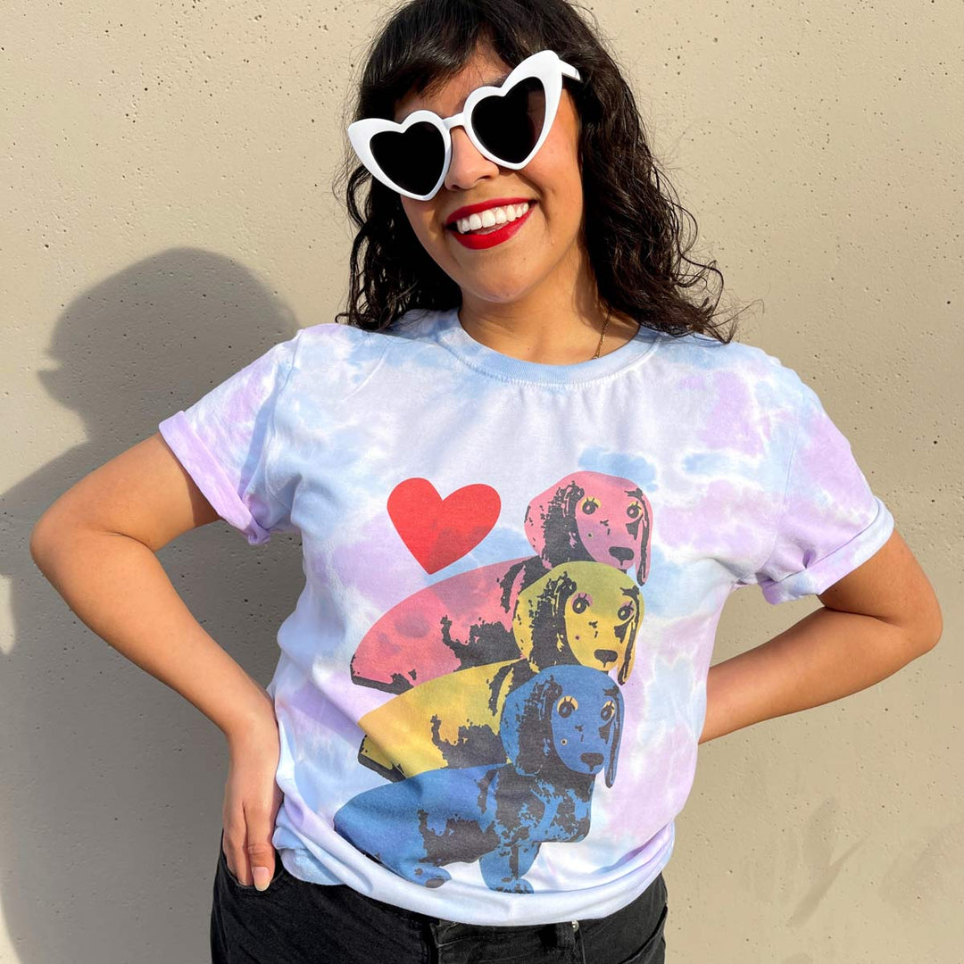 pop art pups unisex tee | tie-dye - BeanGoods